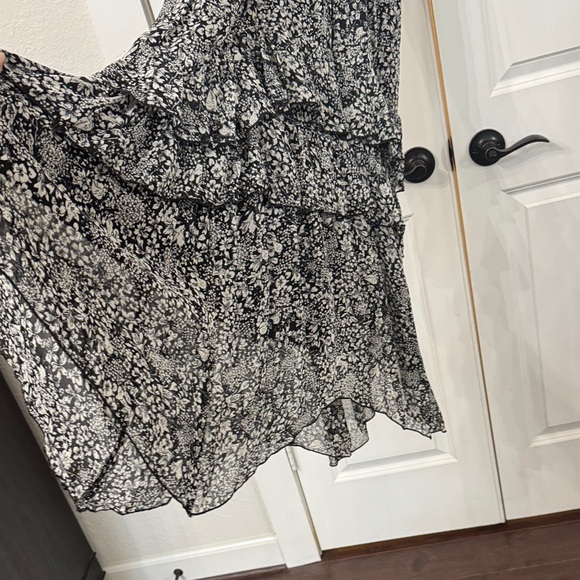 Anthropologie Black and White Floral High Low Dress - Picture 3 of 5